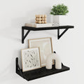 Dreamland Deep Floating Shelves for Wall, 16W x 8D Wall Mounted Shelves Set of 2, Floating Shelves Bedroom with Sturdy Metal Brackets for Living Room, Bathroom and Kitchen, Black