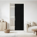 Accordian Door Curtain, 100% Blackout Folding Magnetic Doorway Curtains,Linen Style Closet Doors,for Room Divider,Privacy Protection（W52 x L78,Black,1 Panel）