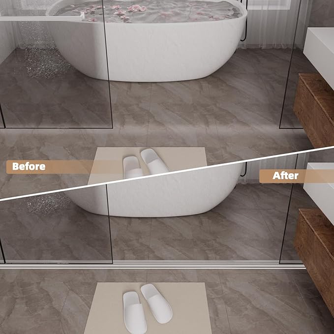39” Transparent Shower Threshold Water Dam Stopper for Dry and Wet Separation,Self Adhesive Collapsible Walk in Shower Splash Guard Seal Strip,Silicone Sink Edge Water Barrrier for Bathroom,Kitchen
