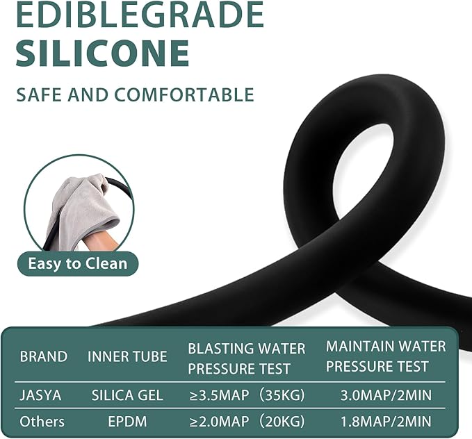 Silicone Shower Hose Extra Long,Explosion Proof Anti Winding Showerhead Hose,Used In Showerheads Spray Bidet Bathing Toilet Cleaning Flexible RV Shower Hoses Replacement (Black, 59 In)