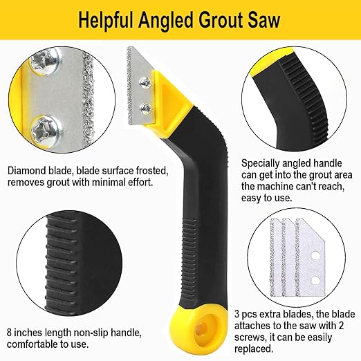 25pcs Grout Removal Tool, Caulking Removal Tools Tile Grout Saw and Grout Hand Saw with 13 Pieces Extra Blades, Tile Joint Cleaning Tool, Caulking Edge Kit, Tile Caulk Finishing Tool