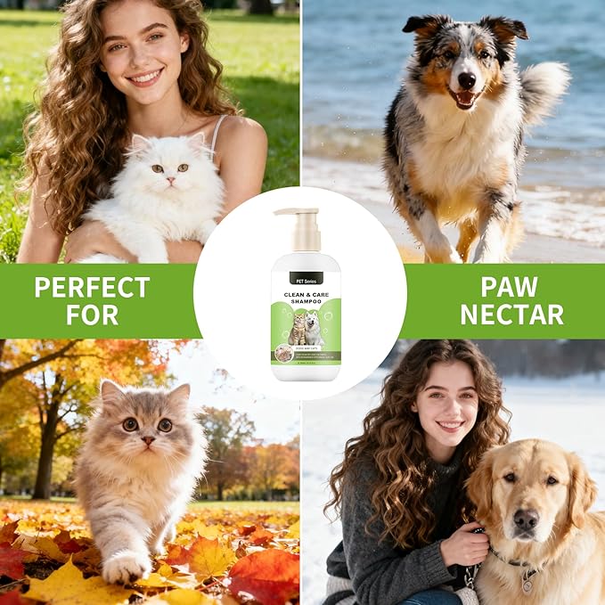 Clean Care Shampoo for Dogs and Cats, Seasonal Itch Relief Shampoo, for Allergies, Itching, Skin and Coat Supplement, Helps Shedding-Gentle Care for Long, Short & Curly Hair