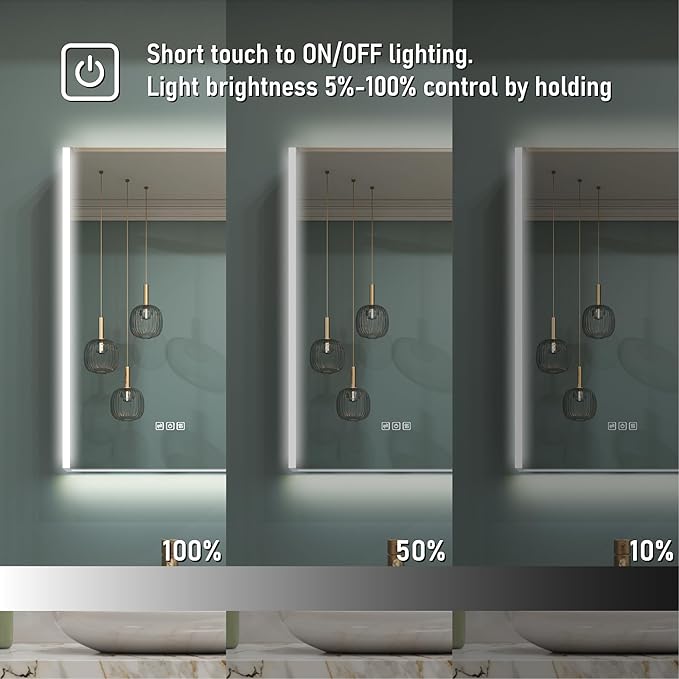 WELLFOR 60" x 30" LED Mirrored Bathroom Cabinet, Mirror Medicine Cabinet with Lights, Defogging LED Mirror Cabinet with Outlets & USB Ports, Surface Mounted, Three Doors, Hardwired Connected