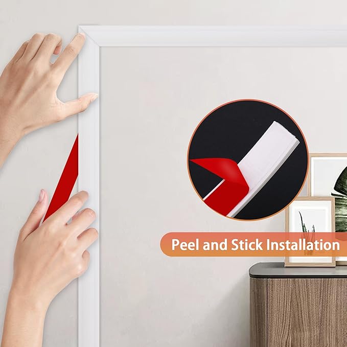 Peel and Stick Chair Rail Panel Molding, 240''L x 1.06''W Strong Self Adhesive TPE Wall Moulding Trim for Home DIY Decoration (Paintable White)
