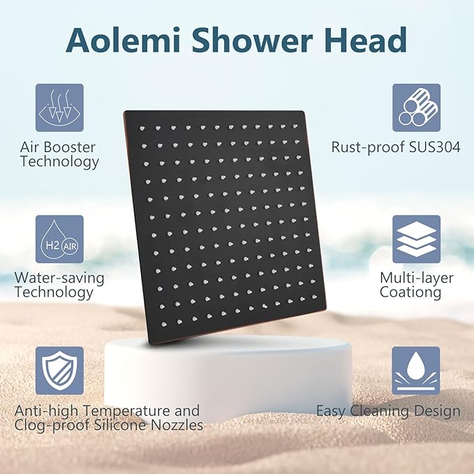 Aolemi Shower Faucet Set, High Pressure Shower System with 2-in-1 Handheld Sprayer, Wall Mount Fixture Combo with Rough-in Valve, 10 Inch Shower Head, Oil Rubbed Bronze