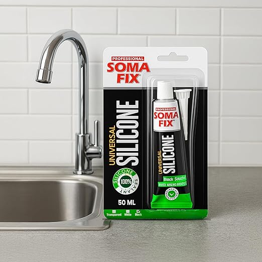 Silicone Caulk - Squeeze Tube Silicone Sealant for Wood, Kitchen, Bathroom, Sink, and Windows - Multi-Purpose & Waterproof (Black)