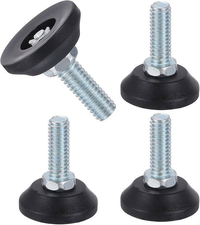 uxcell 5/16"-18 Thread Furniture Feet Levelers, 4Pcs 22mm l Adjustable Furniture Feet Screw in Threaded Leveling Leg Screw on Chair Foot Glides Leveling for Table Chair Cabinet Black
