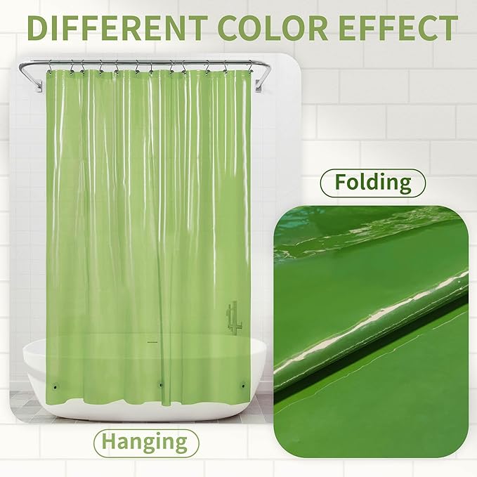 Barossa Design Extra Long Shower Curtain Liner with 3 Magnets - 72" x 84" XL, Waterproof PEVA Lightweight Shower Liner for Bathroom, PVC Free, Metal Grommets - Clear Green, 72x84