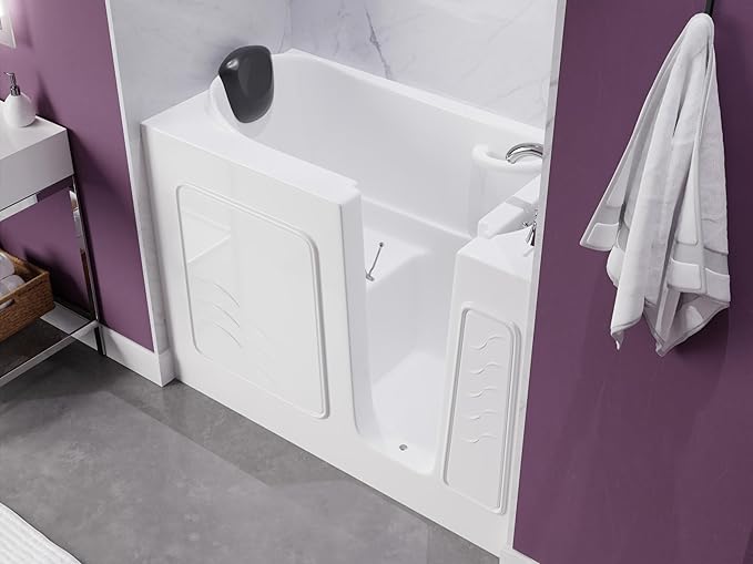 ANZZI Walk In Tub 53'' x 26'' in White, Easy Access, Quick Fill Faucet, Extendable Handheld Shower, Slip-Resistant, ADA Compliant, Ergonomic Head Rest, Safe Reach Grab Bar - AMZ2653RWS-CP