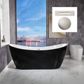 WOODBRIDGE 71" Acrylic Freestanding Bathtub Contemporary Soaking Black Tub with Brushed Nickel Overflow and Drain,Black,B1817-BN
