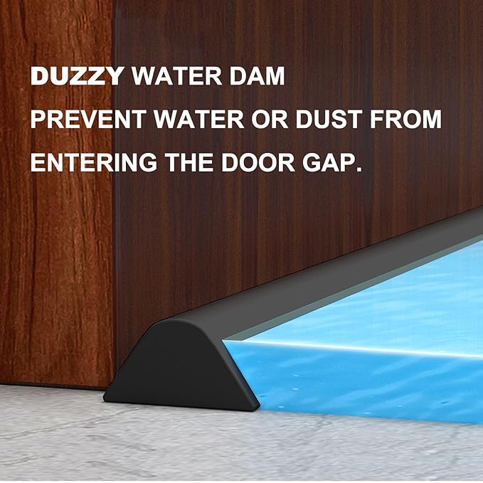 Duzzy 98 Inch Collapsible Shower Water Dam, Shower Threshold Water Stopper Barrier and Retention System and Keeps Water Inside Threshold Dry and Wet Separation, Suitable for Bathroom & Kitchen