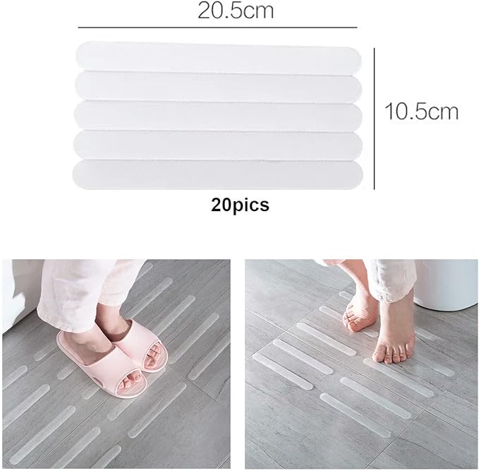 Anti Non Slip Bathtub Shower Stickers, Safety Bathtub Non Slip Stickers, Anti Skid Treads Tape for Shower,Tub,Steps, Floor-Strength Adhesive Grip Appliques for Baby,Senior,Adult 8 * 0.8In 24 pcs