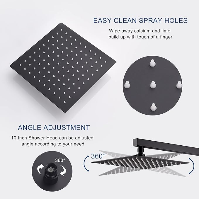 Shower System Bathtub Shower Faucet Set with Tub Spout, Matte Black 10" Shower Head Hand Held Bathroom Rain Mixer Tub Shower Combo Set Wall Mounted with Valve