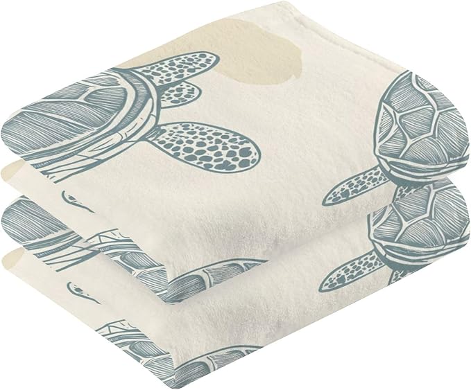Sea Turtles Style Hand Towels for Bathroom Set of 2 Cotton Face Towel Soft Absorbent Bath Towels for Hotel Gym Spa Yoga Home Decorative, 16x28in