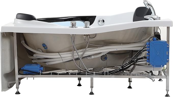 Empava Corner Whirlpool Bathtub with Heater,2 Person 59" Jetted Tub with Light,Spa Hydromassage with Chromatherapy,Acrylic,White, ETL Certified