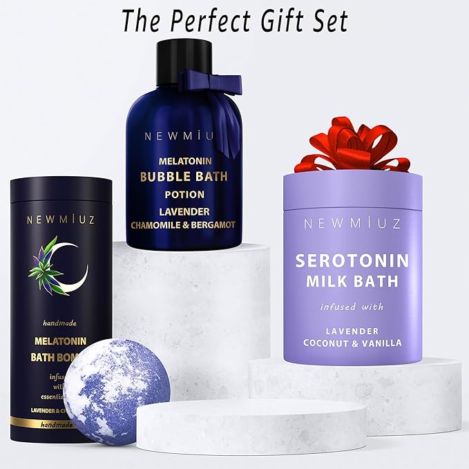 Deep Sleep Melatonin Bubble Bath - Long Lasting Foaming Bubbles - Moisturizing - Lavender Chamomile Bergamot - Relaxing Stress Relief - Calming Self Care Spa Gift for Birthday Christmas
