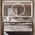 36IN Modern Bathroom Vanity with Sink - Bathroom Vanity with Drawer Organizer, LED Mirror Lights & Defogging Function | Wall - Mounted Vanity with Silver Sink Faucet
