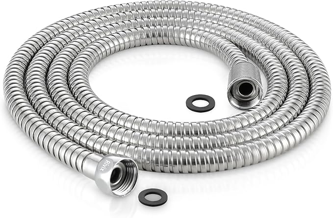 79 Inch Extra Long Stainless Steel Shower Hose - Flexible & Wear-Resistant with Chrome shower head with hose Plated Nut & Insert