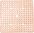 ENKOSI Square Shower Mat 27x27 inch - Large Anti Slip Shower Floor Mat - Non Slip Bathroom Shower Stall Mats with Strong Secure Suction Cups and Drain Holes in Middle Beige Opaque 27x27