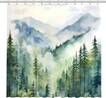 Coveted Goods Mountain Forest Shower Curtain 72” x 72”, Waterproof Polyester, Misty Pine Tree Landscape, Includes Grommets and Hooks, Machine Washable Nature-Inspired Bathroom Decor