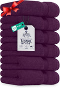 DAN RIVER 6-Pack Premium Hand Towels (16x28 Inches) - 100% Cotton, Ultra Soft, Lightweight, Highly Absorbent Towels for Bathroom, Spa, Gym, Salon, Hotel, and Travel - 550 GSM – Purple Passion