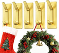 Auxmir 5 Pack Self Adhesive Hooks for Hanging 15lb, Wreath Hanger for Front Door, Stainless Steel Towel Hooks for Wall, Waterproof Rustproof Adehesive Coat Hooks for Bathroom Kitchen Office RV, Gold