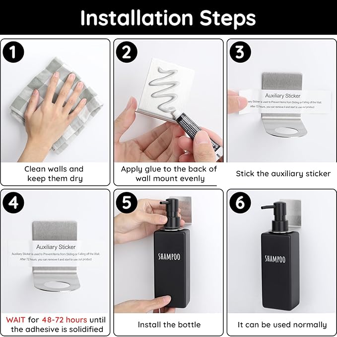 Segbeauty 3Pcs Adhesive Bottle Holder, Stainless Shampoo Bottle Holder, Dia 1.1in 2.8cm Drill-Free Shower Gel Dispenser Rack,Rustproof Shampoo and Conditioner Dispenser Wall Mount for Bathroom Sliver