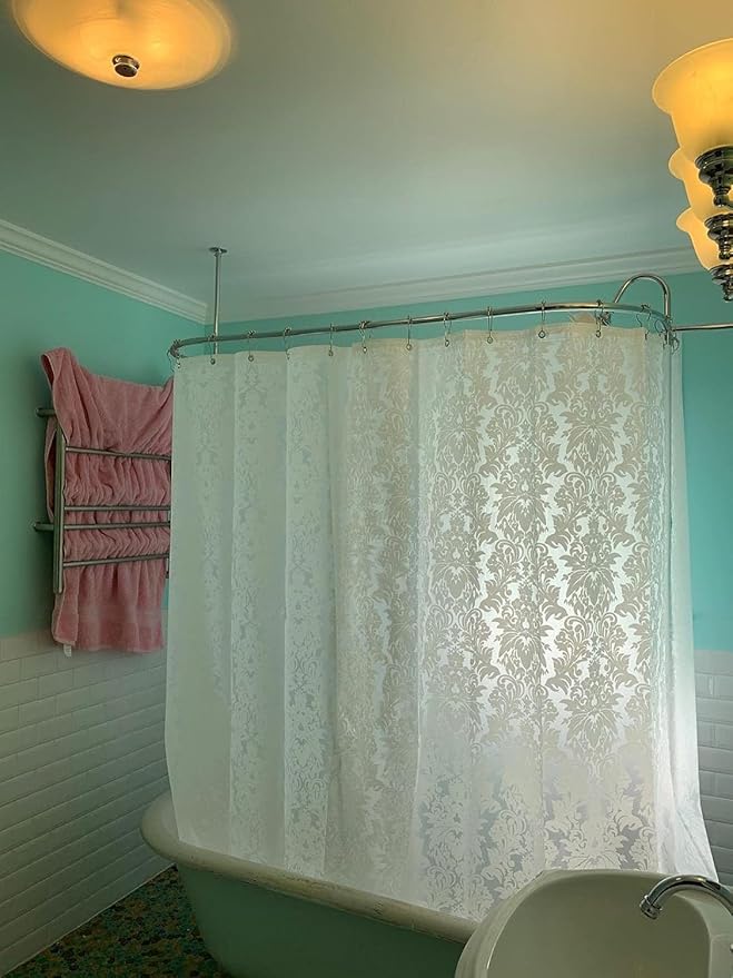 Clawfoot Tub Shower Curtain Liner 180x70 Inch Shower Curtain Warp Around Extra Wide Bath Curtain Round Bathroom Water Repellent Plastic with 36 Metal Hooks with Magnets PEVA Waterproof