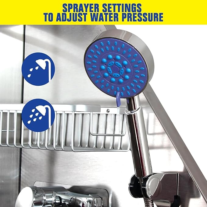 50" Stainless Steel Dog Washing Station, Pet Grooming Tub with Hot/Cold Faucet & Showerhead, Non-Slip Stairs for Small/Medium Dogs & Cats
