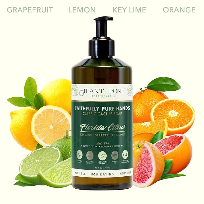 Liquid Castile Soap | Organic Olive and Coconut Oils | Non Drying Formula For All Skin Types | Naturally Fragranced Essential Oils (Key Lime)