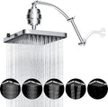 Hibbent Rain Filtered Shower Head, 13'' High Pressure Rainfall 5 Modes Showerhead with 16" Shower Head Extension Arm, Solid Brass Adjustable Shower Arm Extender, 20 Stage Shower Filter, Chrome