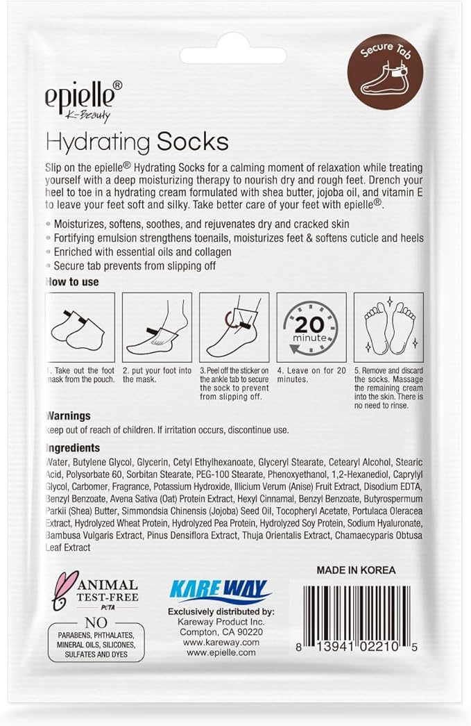 Epielle Hydrating Hand & Foot Masks, Relieve and Soften for Dry, Overworked Skin, Self Care Gifts for Women, Spa Kit, Stocking Stuffers, 6 Moisturizing Gloves & 6 Moisturizing Socks