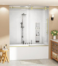 Bathbliss Glass Shower Door 56"-60" Wx60 H,Frameless Sliding Glass Door with 5/16"(8mm) Tempered Glass Shower with Brushed Gold Finish