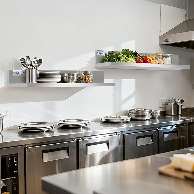 Profeeshaw Stainless Steel Shelf Wall Mounted Commercial Stainless Steel Shelves 8.6 * 24 Inch 50lb Heavy Duty Commercial Kitchen Shelf for Restaurant, Bar, Utility Room, Kitchen and Garage