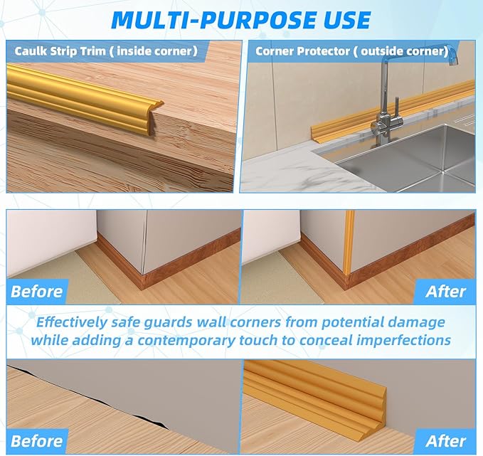 20FT Flexible Wall Corner Protector Moulding Trim, Peel and Stick Inside & Outside Wall Corner Guards Edge Protector,Self Adhesive Molding Trim Strip for Edge Ceiling