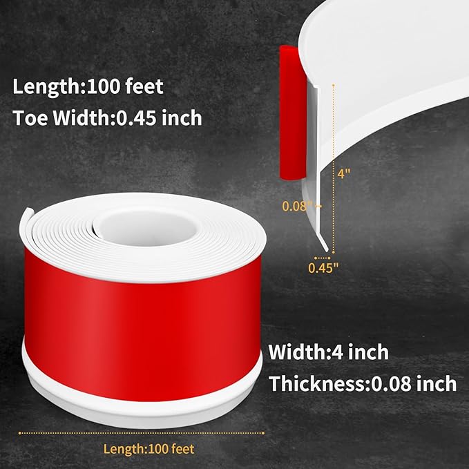 Flexible Baseboard Molding Trim 4 Inch Self-Adhesive Vinyl Wall Base Peel and Stick Cove Base Rubber Wall Baseboard Moulding Trim (100Ft, White)