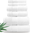 Ultra Soft & Plush Viscose from Bamboo Bath Towels - 700 GSM Luxury Bath Towels - 6 Piece Set - Super Absorbent & Quick Drying (White)