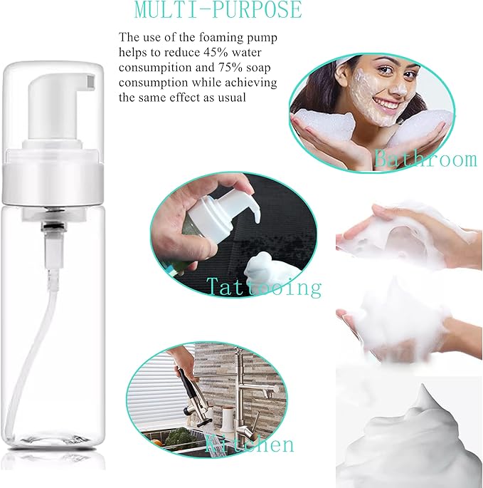 Foam Bottle Dispenser,2pcs 200ml/7OZ Foaming Pump Bottle Foam Soap Bottle Dispenser Transparent Empty Spray Bottles Foaming Hand Soap Dispenser Bottles Refillable Soap Dispenser