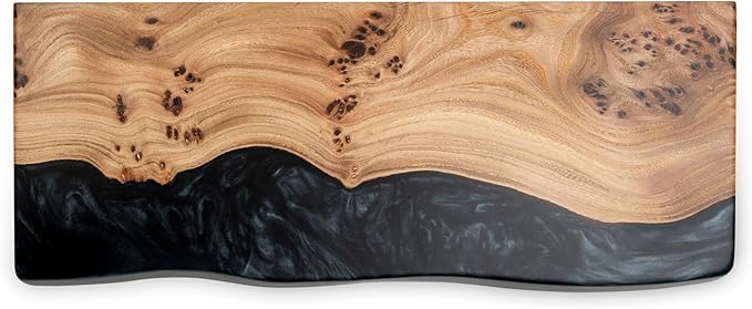 RWA Live Edge Floating Shelf – Unique Wood Floating Shelf for Wall Decor, Living Room, Bedroom, or Bathroom – Stylish Decorative Wall Shelves for Home & Office (Live Edge, Black - 24x7)