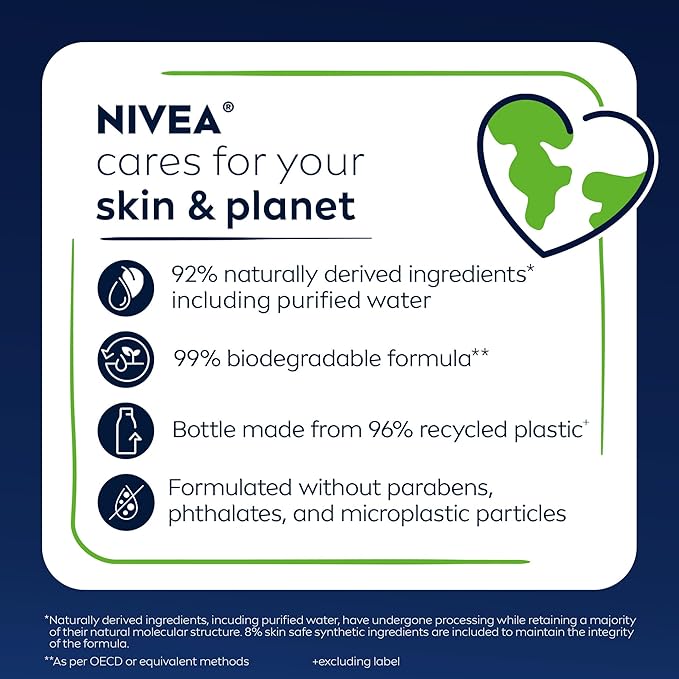 NIVEA MEN Maximum Hydration Body Wash for Dry Skin, Aloe Vera Enriched, 3-in-1 Moisturizing Body Wash, Face and Hair, Paraben Free, Vegan Formula, 16.9 Fl Oz Bottle
