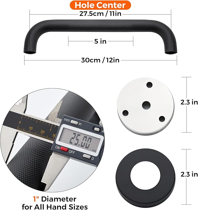 Grab Bars for Shower, 2 Pack 12-Inch Anti Slip Shower Handles for Elderly, Safety Shower Grab Bar, Stainless Steel Handicap Grab Bars for Bathroom (Black 1" Diameter)