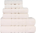 BAGNO MILANO Organic Turkish Cotton Bath Towels, Luxury Jacquard Collection, Certified Organic Highly Absorbent, Soft-Plush Towel Set (Cream, 6 Pcs Towel Set)