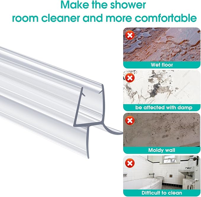 POZIA Clear Frameless Glass Shower Door Bottom Seal | Shower Door Sweep for Leak-Proof, Quick Installation to Create Reliable Water Barrier (2PACK-1/2in-23mm Gap)