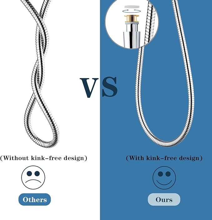 BRIGHT SHOWERS Shower Hose For Hand Held Shower Heads, 69 Inches Cord Extra Long Stainless Steel Hand Shower Hose, Ultra-Flexible Replacement Part with Brass Insert, Polished Chrome