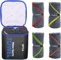 4Monster 4 Pack Microfiber Camping Towel Quick Dry, Super Absorbent Travel Towel with Waterproof Bag, Lightweight Boat Towel for RV, Sport, Gym, Beach, Pool, Swim,Family Trip