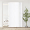 Accordian Door Curtain, 100% Blackout Folding Magnetic Doorway Curtains,Linen Style Closet Doors,for Room Divider,Privacy Protection（W72 x L78,White,1 Panel）