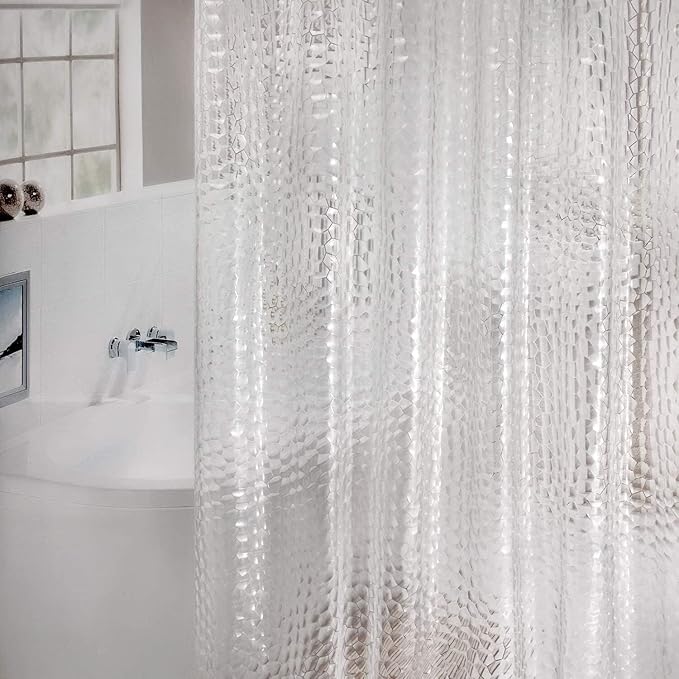 Clawfoot Tub Clear Shower Curtain Liner Extra Wide Warp Around, Plastic EVA Water Repellent, 36 Metal Hooks Waterproof Water Cube, 180 in x 70 inches