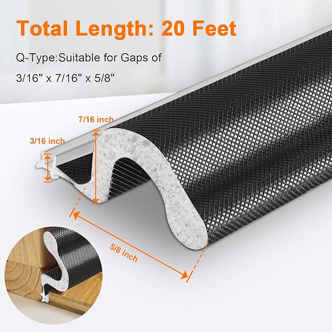 Storystore Door Weather Stripping 20 FT, Foam Kerf Weather Stripping Door Seal for Doors and Windows Insulation with Slot Card Frame
