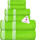 CASA COPENHAGEN Solitaire 6 Pieces Towel Set- Lime Green, 600 GSM 2 Bath Towel 2 Hand Towel 2 Washcloth, Designed in Denmark Made of Soft Egyptian Cotton for Bathroom, Kitchen & Shower
