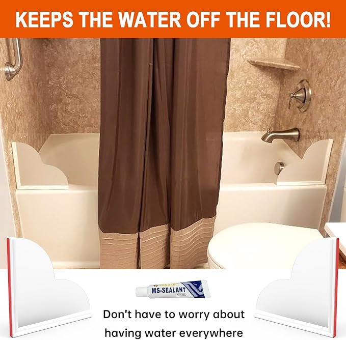 Shower Corner Water Guard, Large Size Tub Shower Water Guard, Shower Splash Guards,Bathtub Splash Guard Self-Adhesive Tub Guards to Keep Water in Tub (2pcs)
